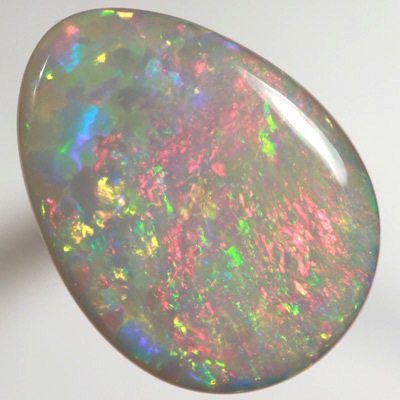 SOLID SEMI BLACK OPAL Top quality. Floral Harlequin pattern, red and green SEE VIDEO  